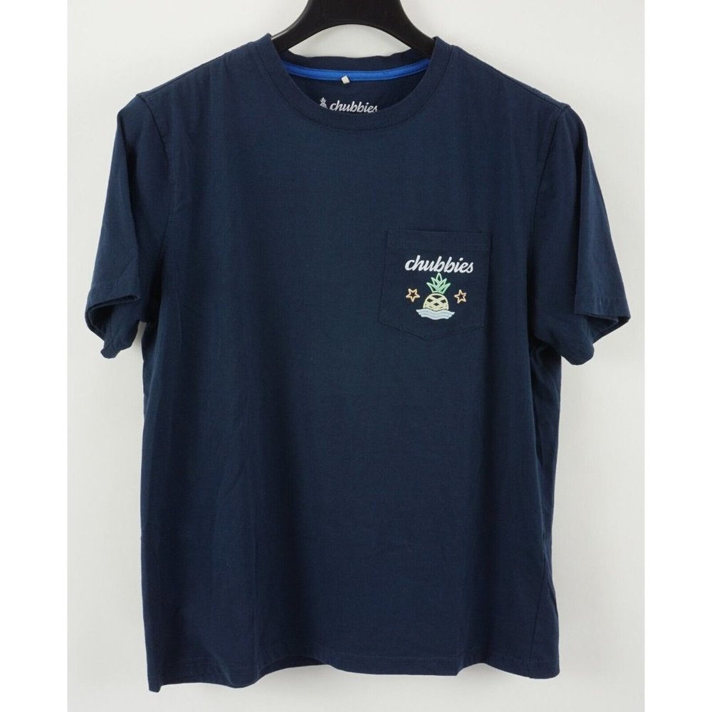 Chubbies Taco'bout a Weekend Men's Large Short Sleeve Navy Blue‎ Pocket T-Shirt